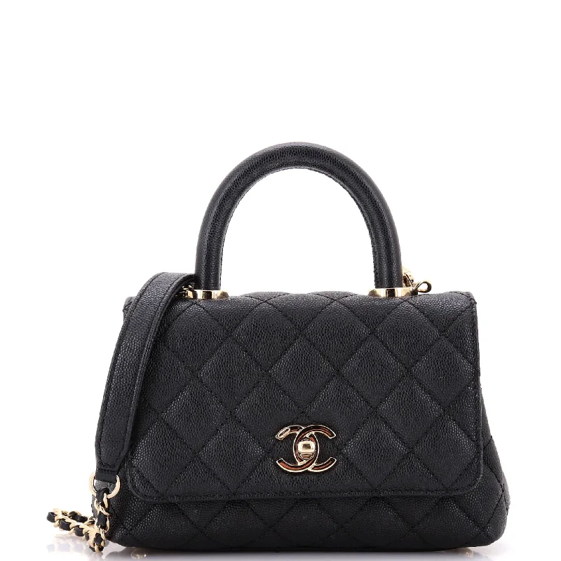 Coco Top Handle Bag Quilted Caviar Extra Mini