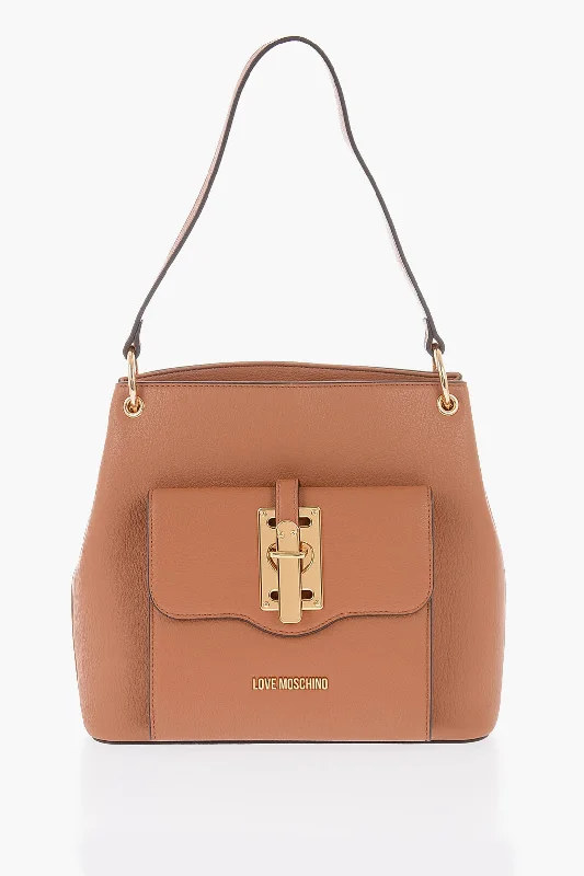 Moschino Love Faux Leather Shoulder Bag With Golden Details