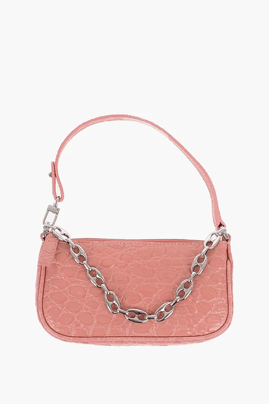 By Far Crocodile Effect Leather Rachel Mini Bag With Silver-Tone Ch