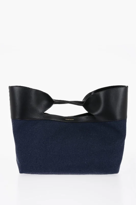 Alexander Mcqueen Denim The Bow Maxi Tote Bag With Clutch