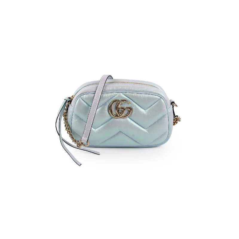 Gucci Marmont Camera Bag Iridescent Blue Small