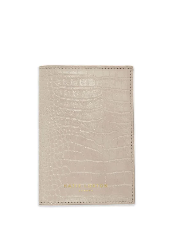 Katie Loxton Celine Faux Croc Passport Holder, Oyster Grey