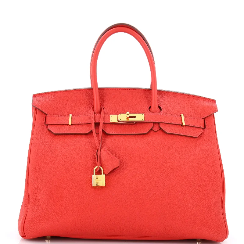 Birkin Handbag Geranium Togo with Gold Hardware 35