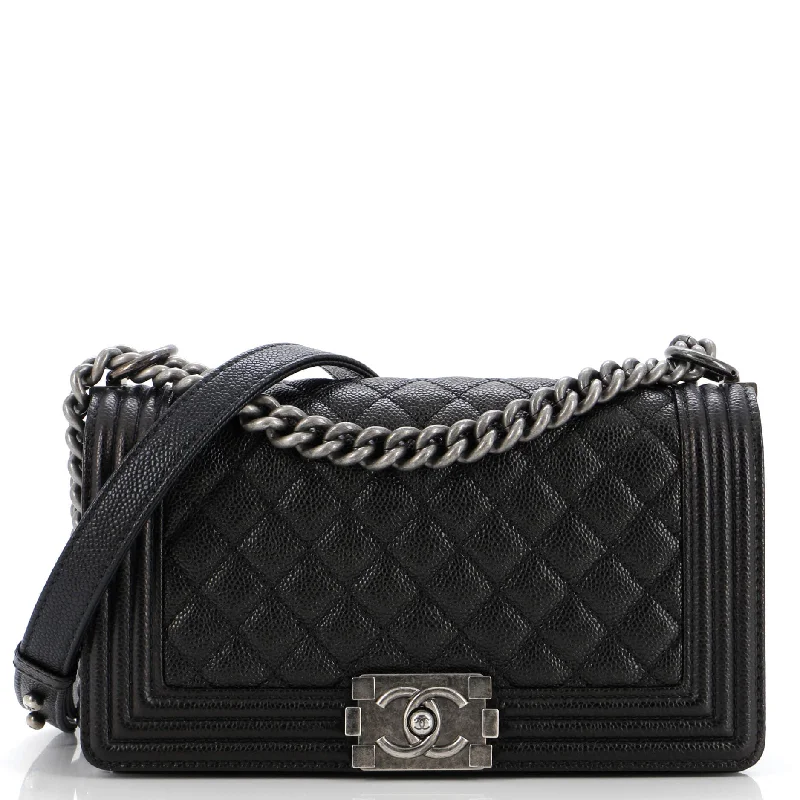 Boy Flap Bag Quilted Caviar Old Medium