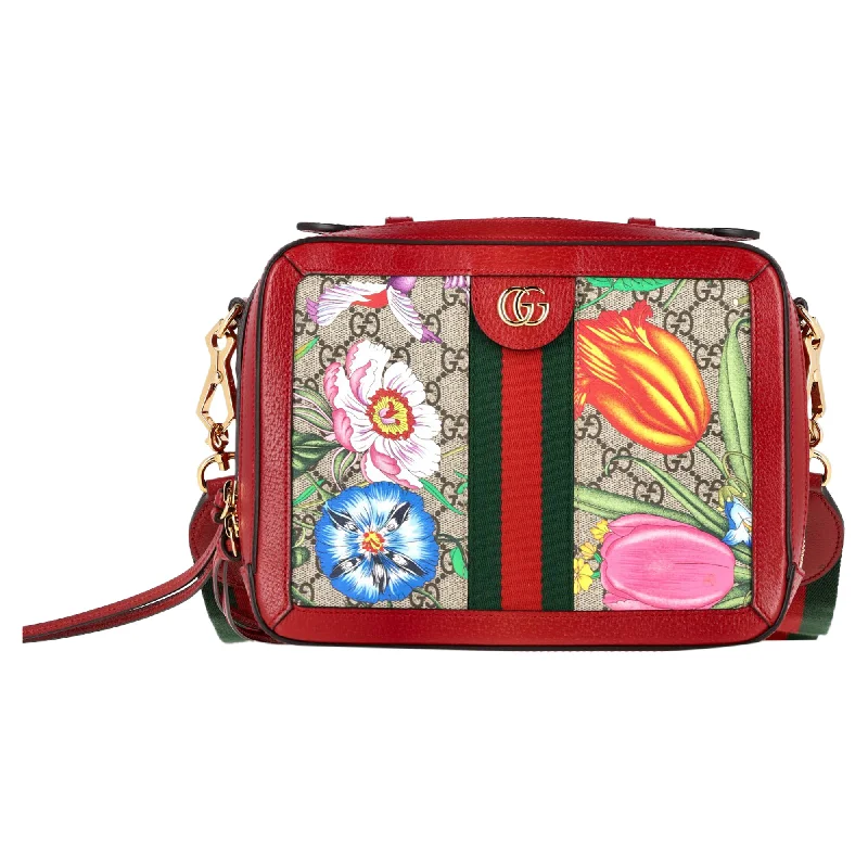 Gucci Small Ophidia GG Supreme Flora Shoulder Bag in Multicolor Coated Canvas