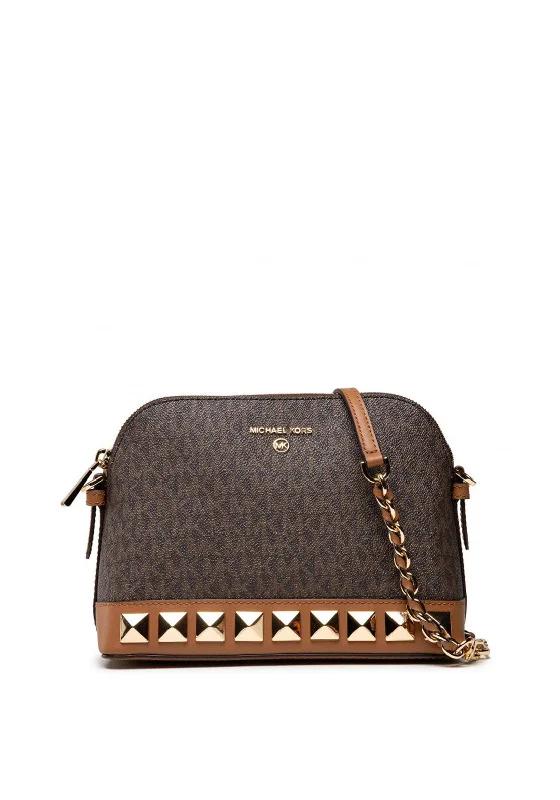 MICHAEL Michael Kors Jet Set Dome Studded Crossbody Bag, Brown