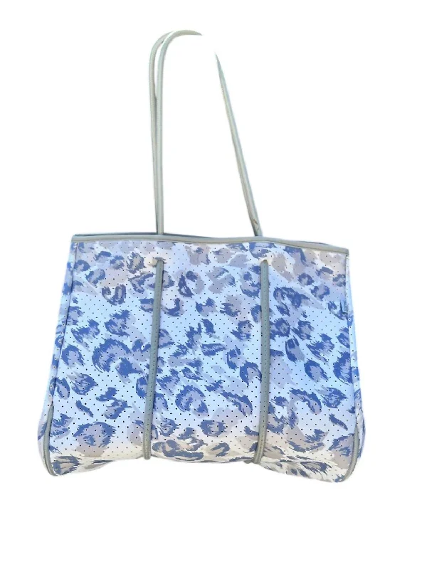 Women's Janice Neoprene Tote In White/blue