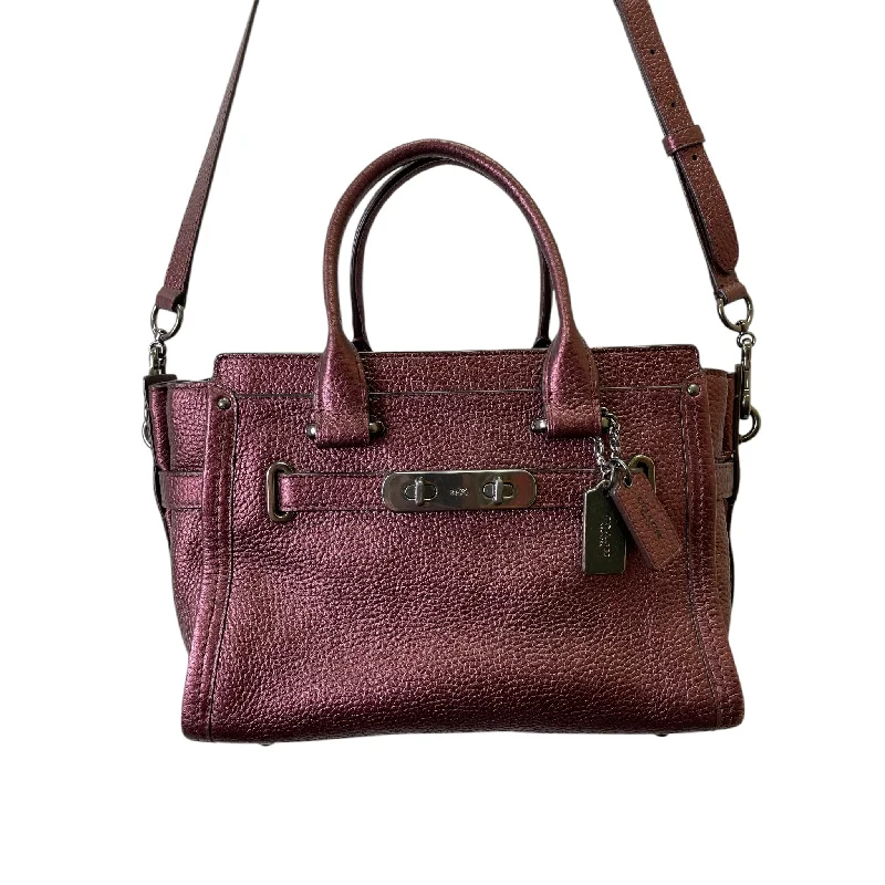 Handbag Designer By Coach In Maroon, Size:Medium