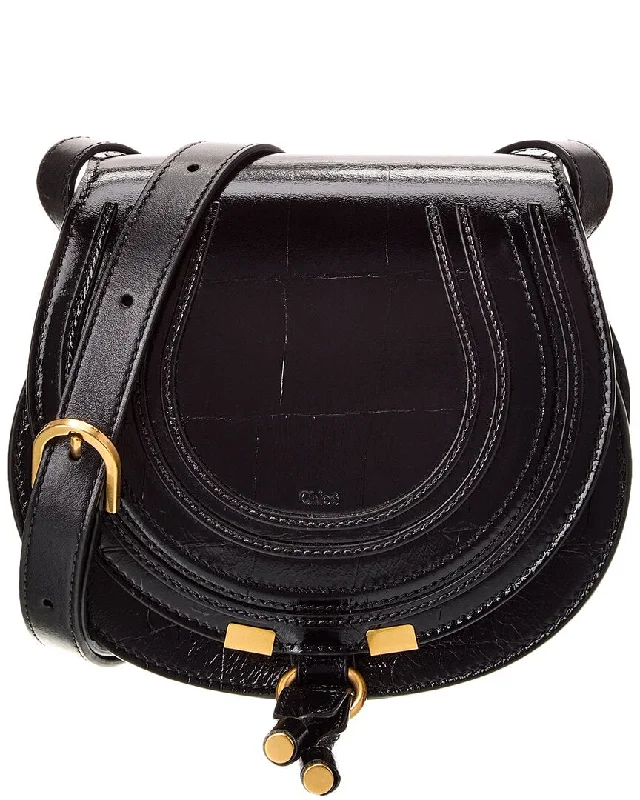 Chloé Marcie Small Embossed Leather Saddle Bag