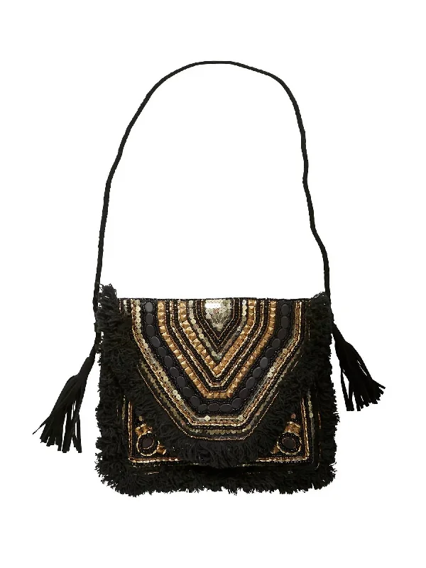 Women's Umi Bag With Fringes In Black