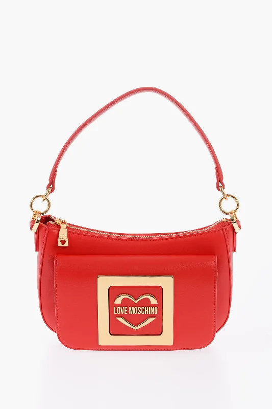 Moschino Love Faux Leather Bag With Removable Shoulder Strap And Meta