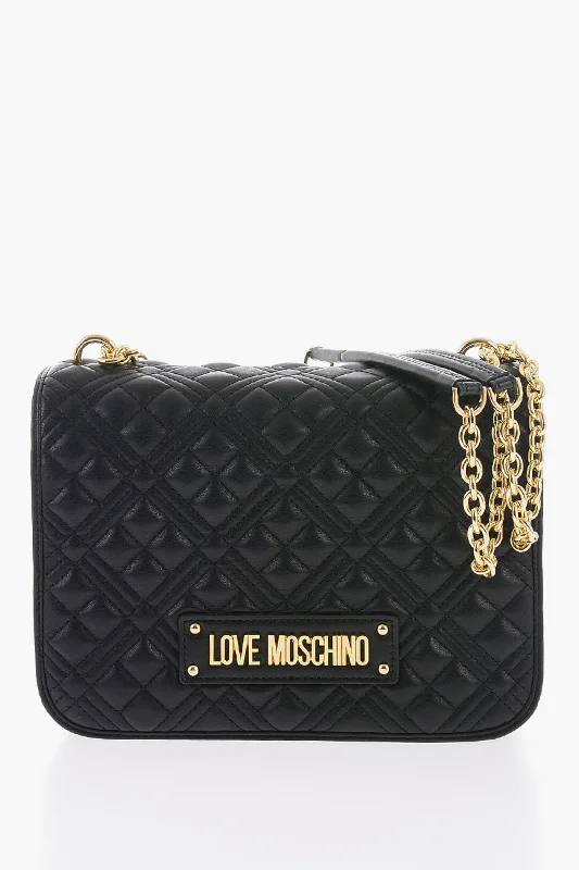 Moschino Love Quilted Faux Leather Bag With Chain Shoulder Strap