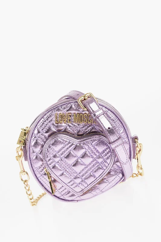 Moschino Love Quilted Metallic Faux Leather Bag With Heart-Shaped Poc