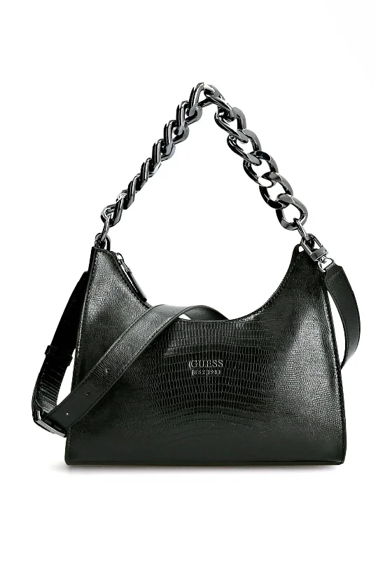 Guess Tullia Croc Small Shoulder Bag, Black