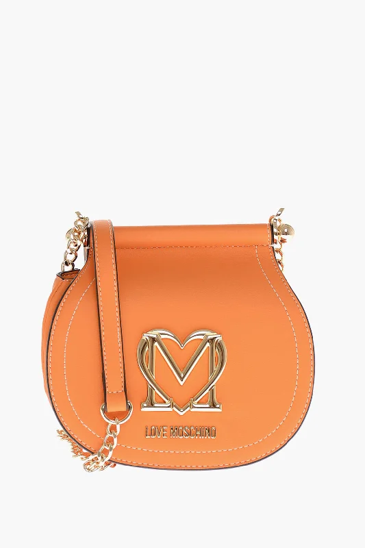 Moschino Love Faux Leather Bag With Chain Shoulder Strap And Golden L