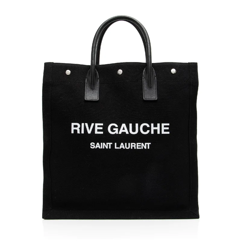 Saint Laurent Linen Calfskin Rive Gauche N/S Tote