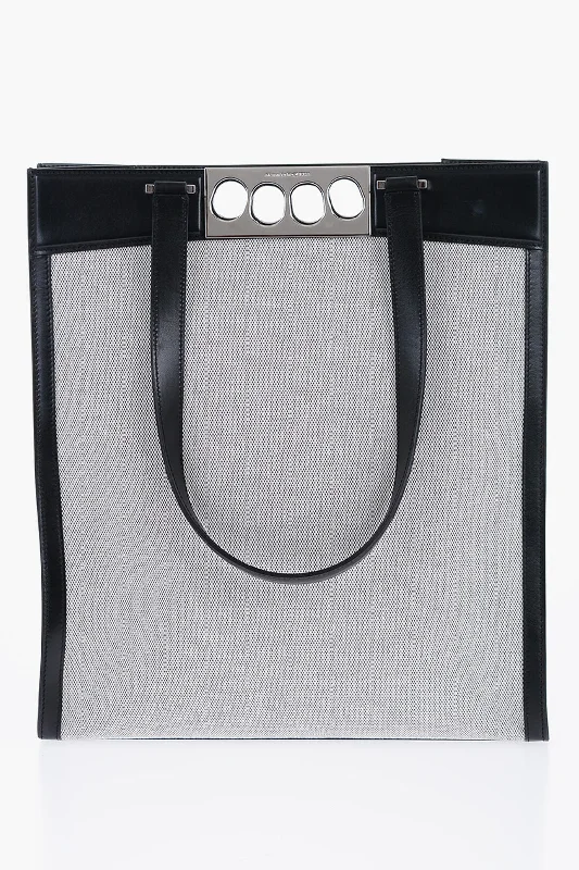 Alexander Mcqueen Canvas The Grip Shopper Bag With Leather Detailing