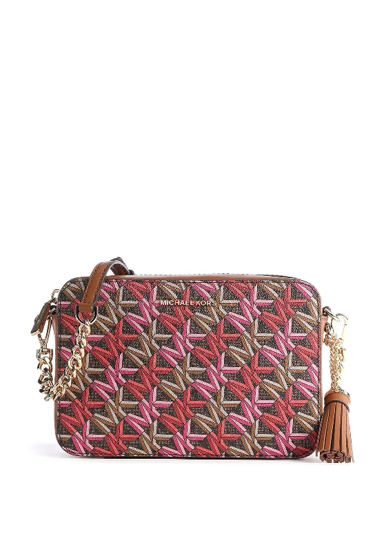 MICHAEL Michael Kors Ginny Graphic Logo Crossbody Bag, Brown & Pink