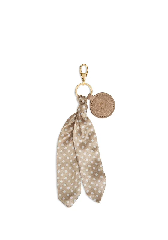 Katie Loxton Carrie Scarf Keyring Bag Charm, Taupe Spot