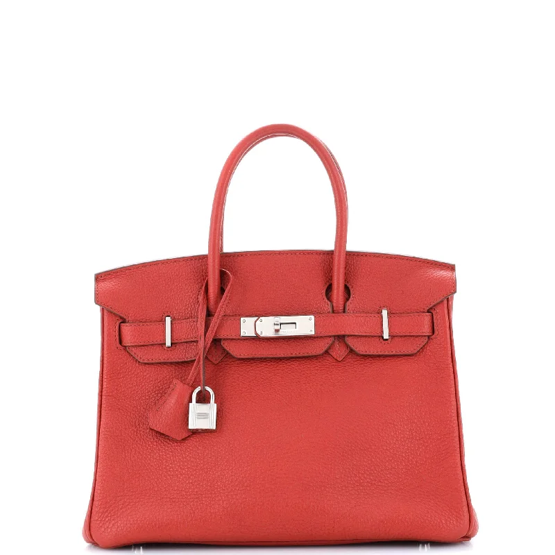 Birkin Handbag Rouge Garance Togo with Palladium Hardware 30