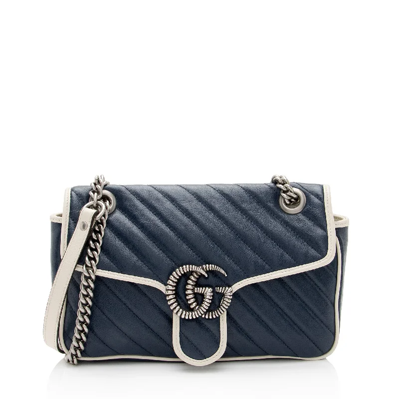 Gucci Matelasse Leather Torchon GG Marmont Small Flap Bag