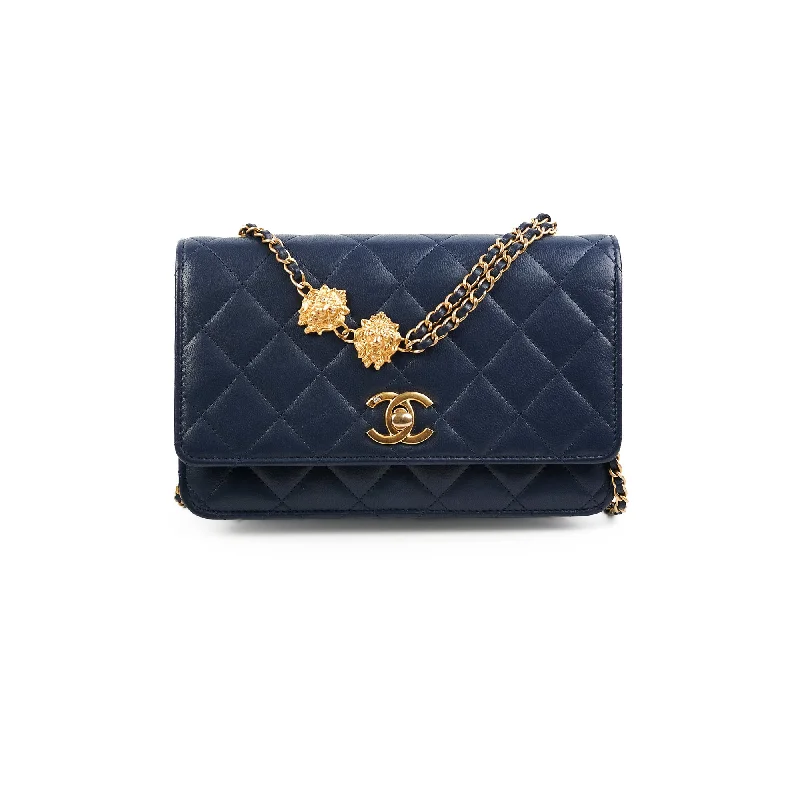 Chanel Seasonal Wallet On Chain Lambskin Navy - Microchipped