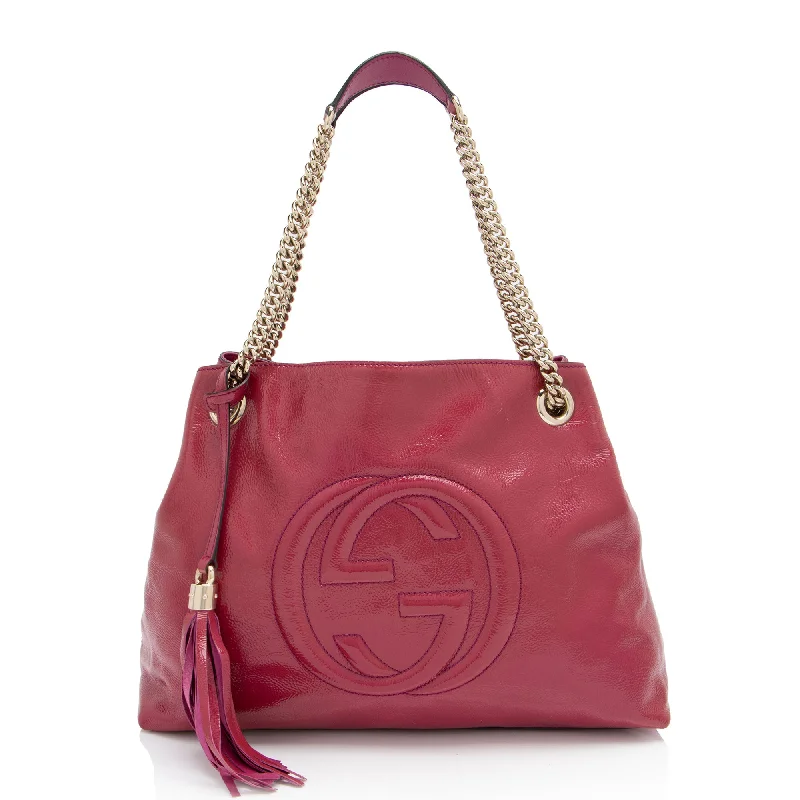 Gucci Patent Leather Soho Medium Shoulder Bag