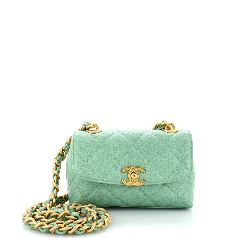 CC Rounded Flap Crossbody Bag Quilted Caviar Mini