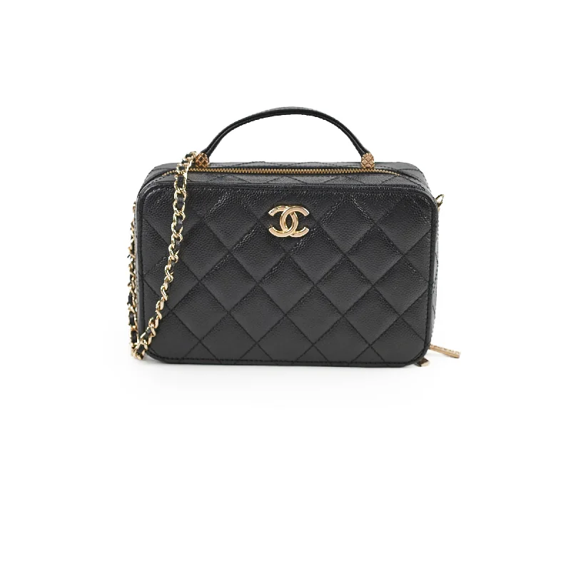 Chanel Caviar Vanity with Top Handle Microchipped Black