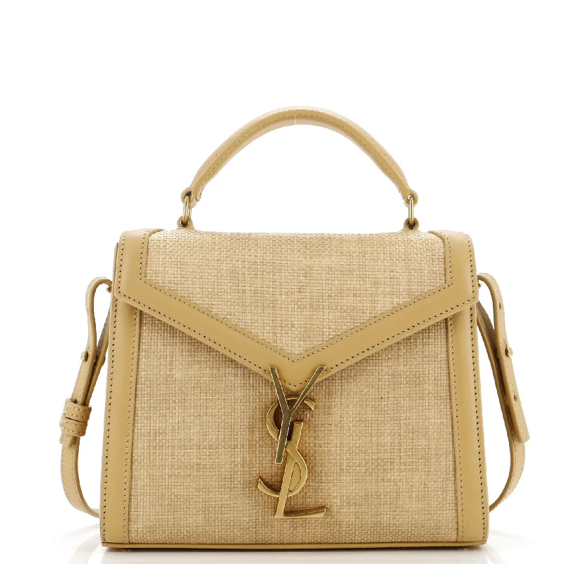 Cassandra Top Handle Bag Raffia with Leather Mini