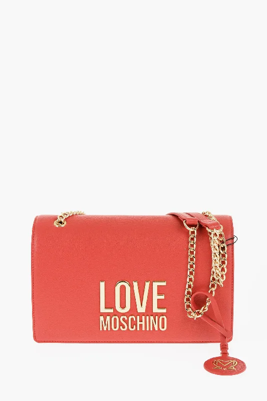 Moschino Love Faux Leather Shoulder Bag With Golden Details