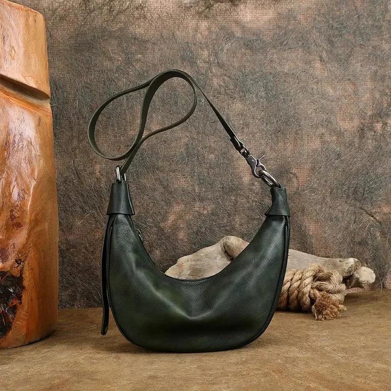 Vintage Womens Genuine Leather Shoulder Bags Chest Bag For Women