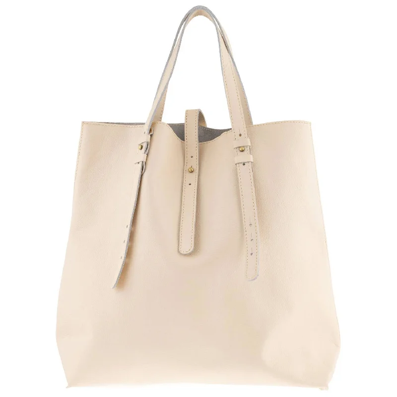 Leather Tote Bag In Bone