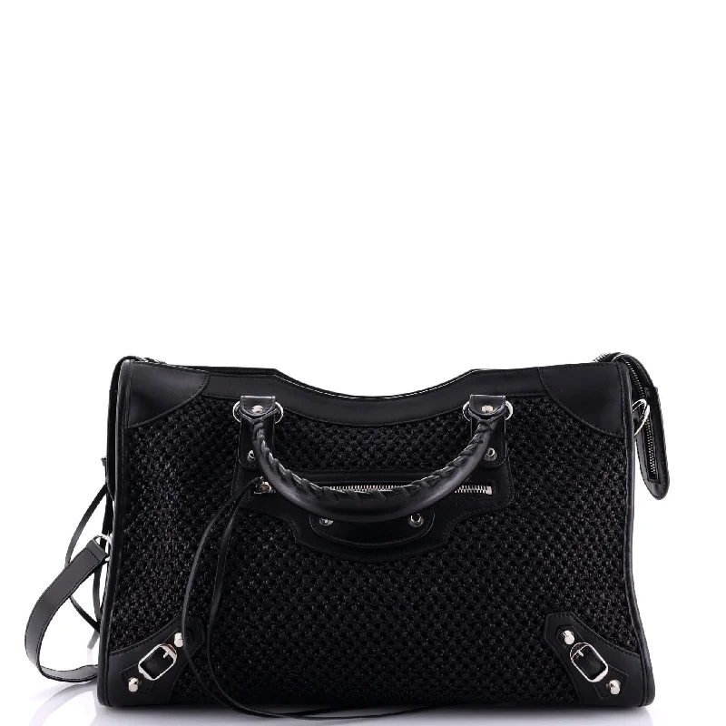 City Classic Studs Bag Woven Raffia Medium