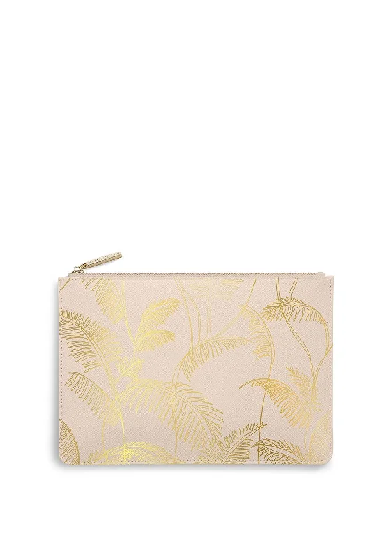 Katie Loxton Palm Print Perfect Pouch, Nude Pink