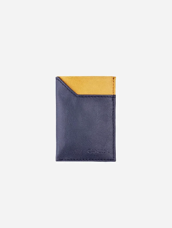 Slim Vegan Leather Cardholder | Blue & Camel