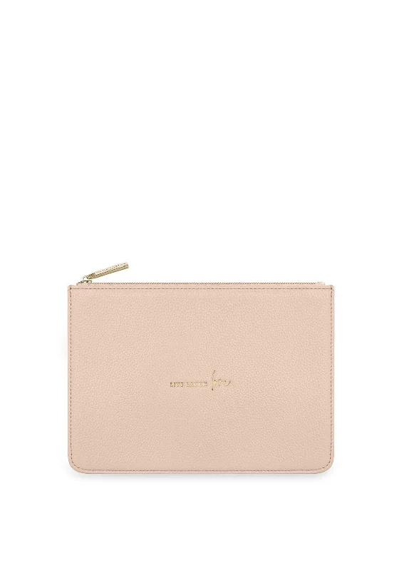 Katie Loxton Stylish Structured Pouch Live Laugh Love Clutch Bag, Nude Pink