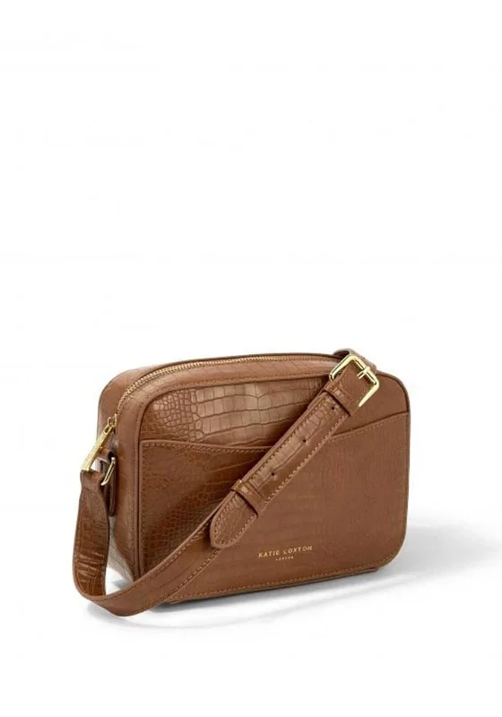 Katie Loxton Cara Faux Croc Crossbody Bag, Cognac