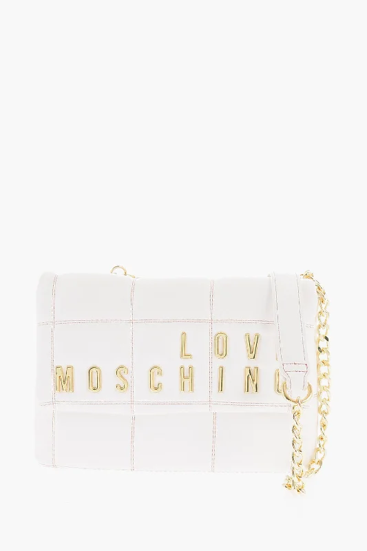 Moschino Love Quilted Faux Leather Bag With Removable Chain Shoulder