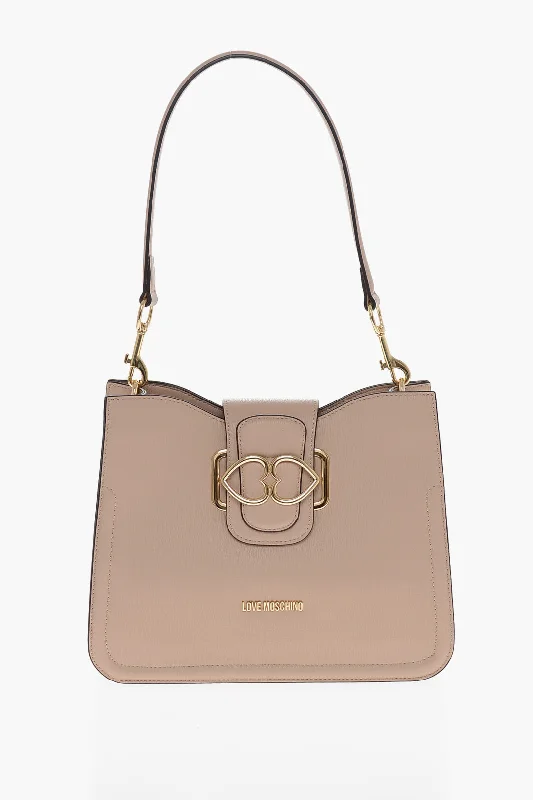 Moschino Love Faux Leather Shoulder Bag With Golden Hearts