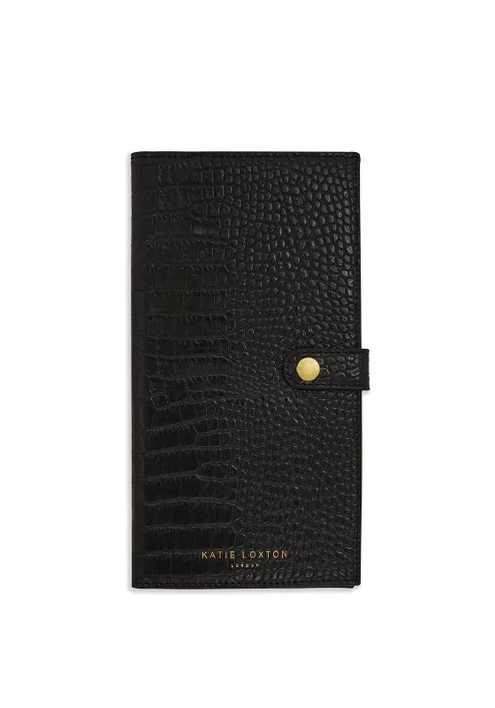 Katie Loxton Celine Faux Croc Travel Wallet, Black