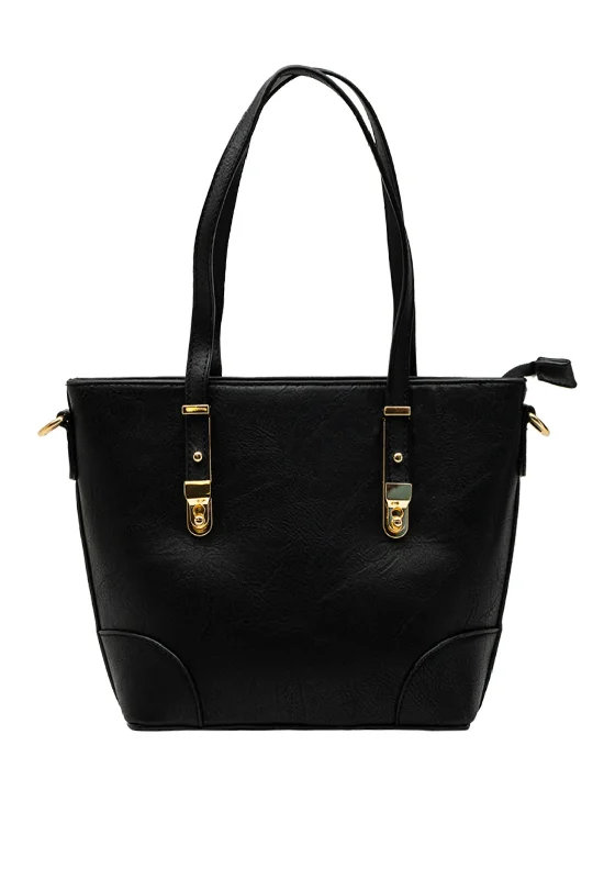 Zen Collection Small Faux Leather Tote Bag, Black