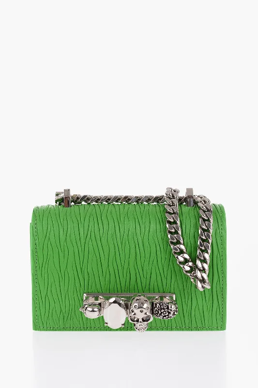 Alexander Mcqueen Pleated Leather Four Ring Bag With Chain