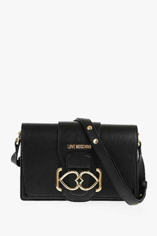 Moschino Love Faux Leather Love Bridge Shoulder Bag With Double Heart