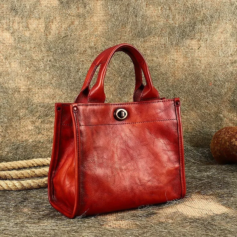 Classic Small Ladies Leather Tote Bag Genuine Leather Crossbody Bags