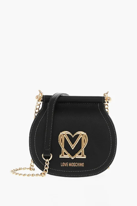 Moschino Love Faux Leather Bag With Chain Shoulder Strap And Golden L