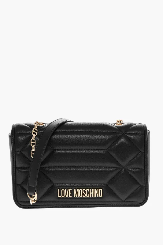 Moschino Love Leather Shoulder Bag With Golden Effect Logo