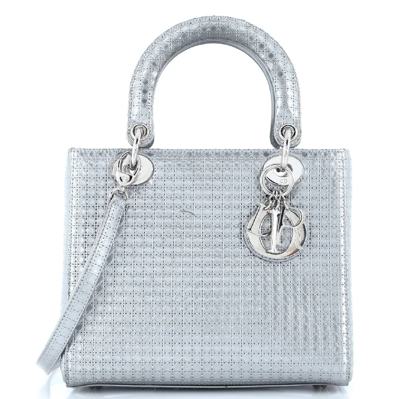 Lady Dior Bag Micro Cannage Metallic Calfskin Medium