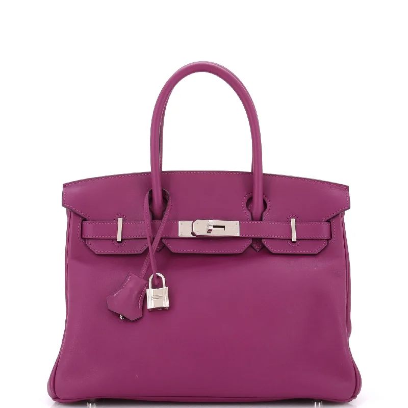 Birkin Handbag Anemone Swift with Palladium Hardware 30