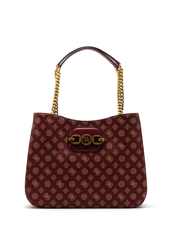 Guess Hensely Bucket Shopper Bag, Wine Multi